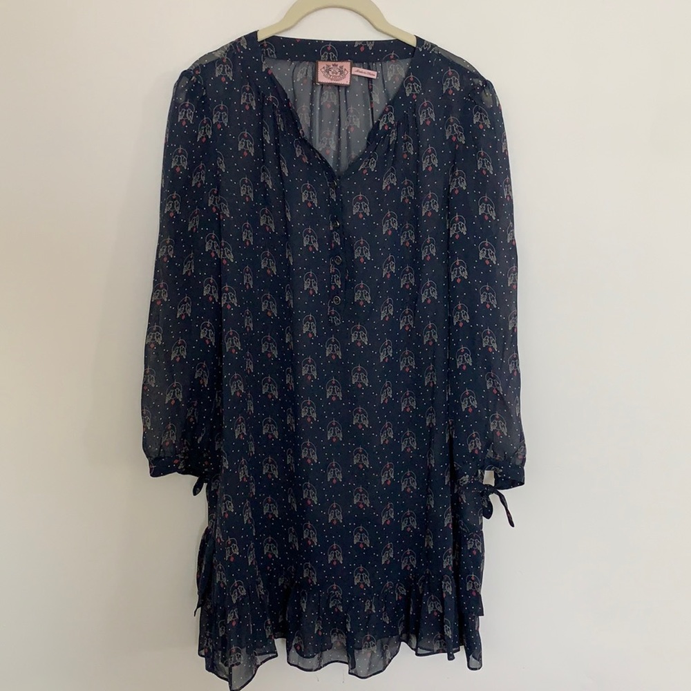 Juicy Couture sheer bird print tunic